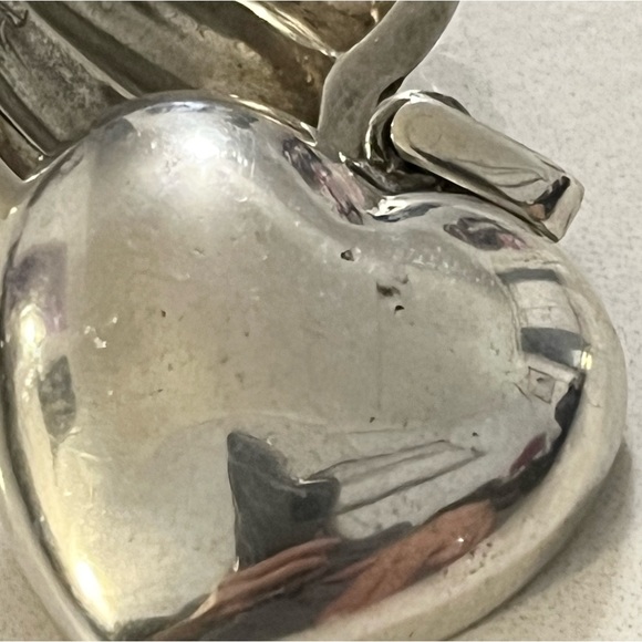Sterling Silver Bubble Puff Swivel Heart Reversible Pendant - Picture 6 of 15